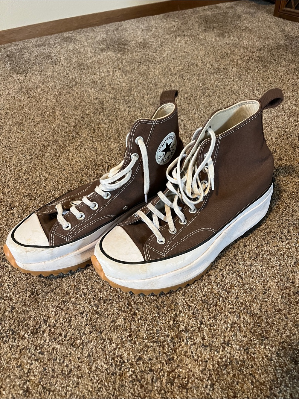 Converse High Top Platform Sneakers - Brown with White Accents